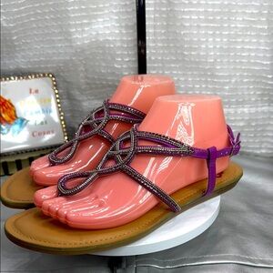 (S1) Fergalicious flat sandal with sapphire details, size 8.5